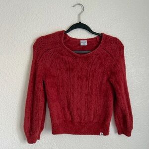Abercrombie Kids Fuzzy Soft Crewneck Pullover Sweater 7/8 Red